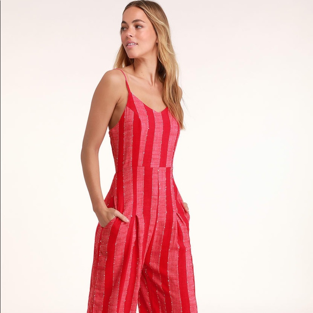 Lulus Karol striped jumpsuit NWT